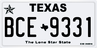 TX license plate BCE9331