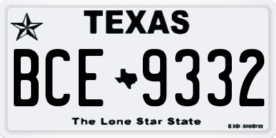 TX license plate BCE9332