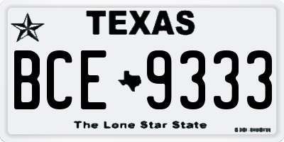 TX license plate BCE9333