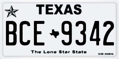 TX license plate BCE9342