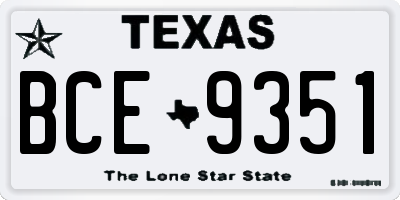 TX license plate BCE9351