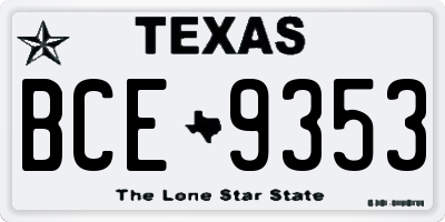 TX license plate BCE9353