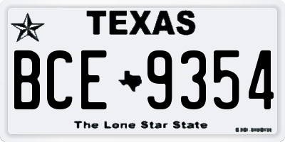 TX license plate BCE9354