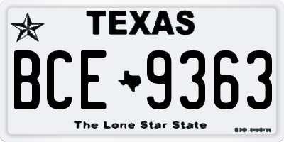 TX license plate BCE9363
