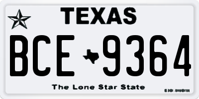 TX license plate BCE9364