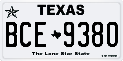 TX license plate BCE9380