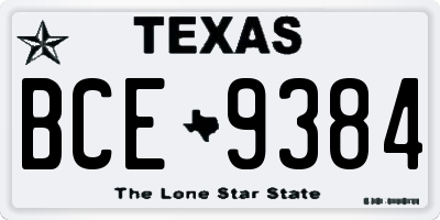 TX license plate BCE9384