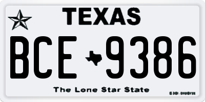 TX license plate BCE9386