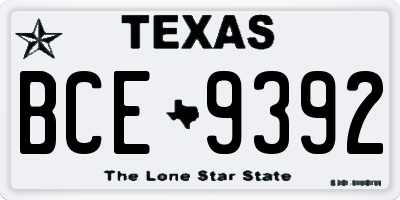 TX license plate BCE9392