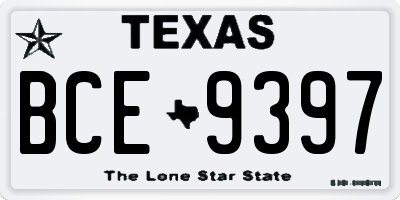 TX license plate BCE9397