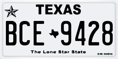 TX license plate BCE9428