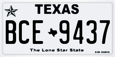 TX license plate BCE9437