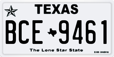 TX license plate BCE9461