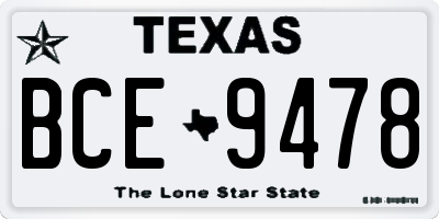 TX license plate BCE9478