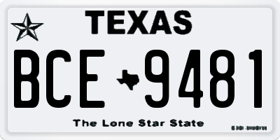 TX license plate BCE9481