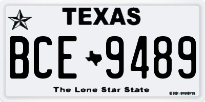 TX license plate BCE9489