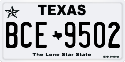 TX license plate BCE9502