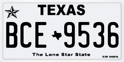 TX license plate BCE9536