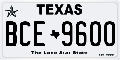TX license plate BCE9600