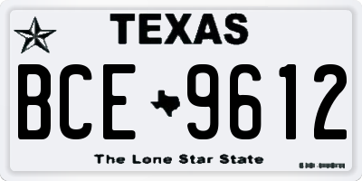 TX license plate BCE9612