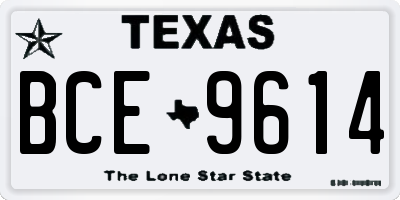 TX license plate BCE9614