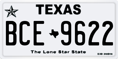TX license plate BCE9622