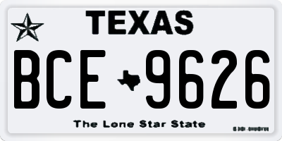 TX license plate BCE9626
