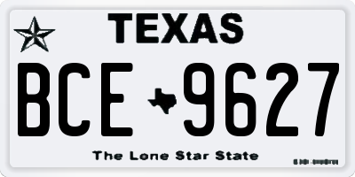 TX license plate BCE9627