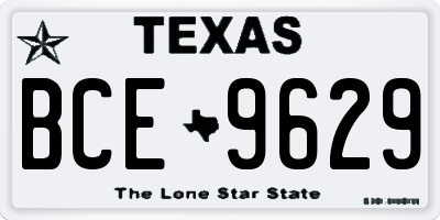 TX license plate BCE9629