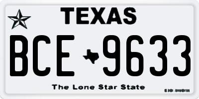 TX license plate BCE9633