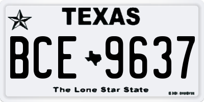 TX license plate BCE9637