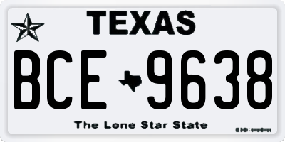 TX license plate BCE9638