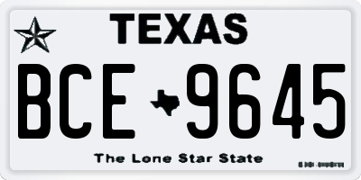 TX license plate BCE9645