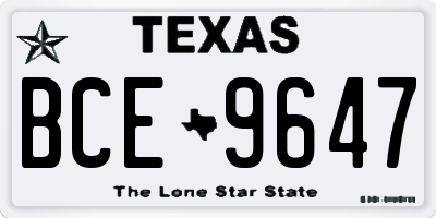 TX license plate BCE9647