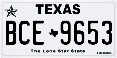 TX license plate BCE9653