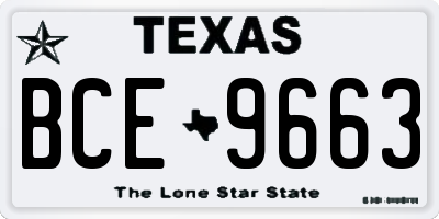TX license plate BCE9663