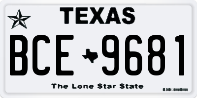 TX license plate BCE9681