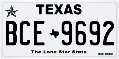 TX license plate BCE9692