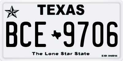TX license plate BCE9706