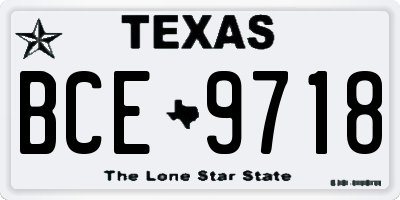 TX license plate BCE9718
