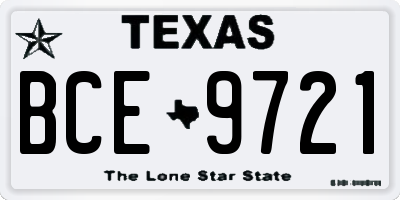 TX license plate BCE9721