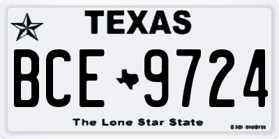 TX license plate BCE9724
