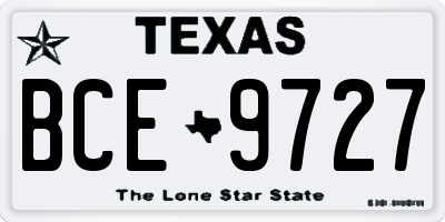 TX license plate BCE9727