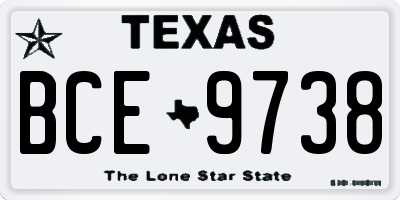 TX license plate BCE9738