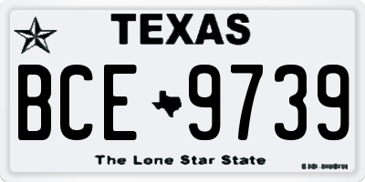 TX license plate BCE9739