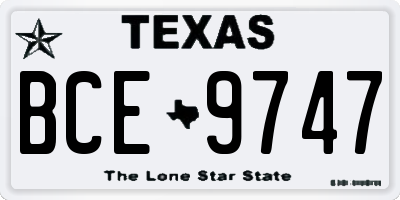 TX license plate BCE9747
