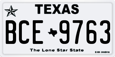 TX license plate BCE9763