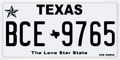 TX license plate BCE9765