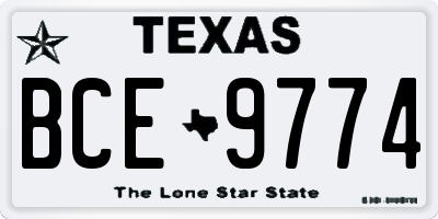 TX license plate BCE9774