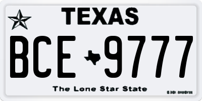 TX license plate BCE9777